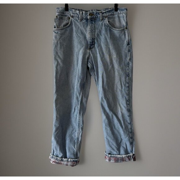 Vtg Carhartt Denim Jeans Mens MEASURES APPROX  32X28.5 Made USA Gorp Work - Picture 2 of 16